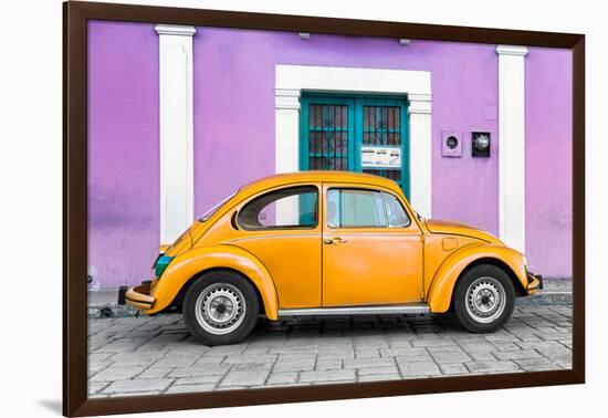 ¡Viva Mexico! Collection - The Orange VW Beetle Car with Mauve Street Wall-Philippe Hugonnard-Framed Photographic Print