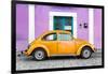 ¡Viva Mexico! Collection - The Orange VW Beetle Car with Mauve Street Wall-Philippe Hugonnard-Framed Photographic Print