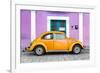 ¡Viva Mexico! Collection - The Orange VW Beetle Car with Mauve Street Wall-Philippe Hugonnard-Framed Photographic Print