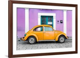 ¡Viva Mexico! Collection - The Orange VW Beetle Car with Mauve Street Wall-Philippe Hugonnard-Framed Photographic Print