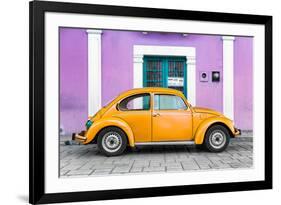 ¡Viva Mexico! Collection - The Orange VW Beetle Car with Mauve Street Wall-Philippe Hugonnard-Framed Photographic Print