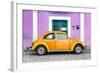 ¡Viva Mexico! Collection - The Orange VW Beetle Car with Mauve Street Wall-Philippe Hugonnard-Framed Photographic Print