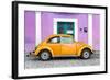 ¡Viva Mexico! Collection - The Orange VW Beetle Car with Mauve Street Wall-Philippe Hugonnard-Framed Photographic Print