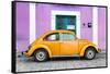 ¡Viva Mexico! Collection - The Orange VW Beetle Car with Mauve Street Wall-Philippe Hugonnard-Framed Stretched Canvas