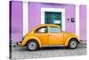 ¡Viva Mexico! Collection - The Orange VW Beetle Car with Mauve Street Wall-Philippe Hugonnard-Stretched Canvas