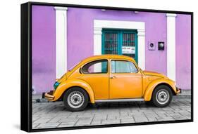 ¡Viva Mexico! Collection - The Orange VW Beetle Car with Mauve Street Wall-Philippe Hugonnard-Framed Stretched Canvas