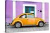 ¡Viva Mexico! Collection - The Orange VW Beetle Car with Mauve Street Wall-Philippe Hugonnard-Stretched Canvas