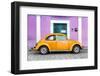 ¡Viva Mexico! Collection - The Orange VW Beetle Car with Mauve Street Wall-Philippe Hugonnard-Framed Photographic Print
