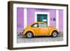 ¡Viva Mexico! Collection - The Orange VW Beetle Car with Mauve Street Wall-Philippe Hugonnard-Framed Photographic Print