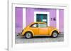 ¡Viva Mexico! Collection - The Orange VW Beetle Car with Mauve Street Wall-Philippe Hugonnard-Framed Photographic Print