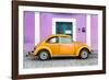 ¡Viva Mexico! Collection - The Orange VW Beetle Car with Mauve Street Wall-Philippe Hugonnard-Framed Photographic Print