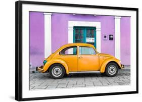 ¡Viva Mexico! Collection - The Orange VW Beetle Car with Mauve Street Wall-Philippe Hugonnard-Framed Photographic Print