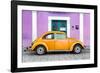 ¡Viva Mexico! Collection - The Orange VW Beetle Car with Mauve Street Wall-Philippe Hugonnard-Framed Photographic Print