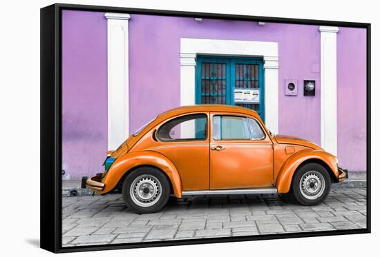 ¡Viva Mexico! Collection - The Orange VW Beetle Car with Thistle Street Wall-Philippe Hugonnard-Framed Stretched Canvas