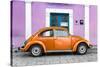 ¡Viva Mexico! Collection - The Orange VW Beetle Car with Thistle Street Wall-Philippe Hugonnard-Stretched Canvas