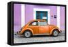 ¡Viva Mexico! Collection - The Orange VW Beetle Car with Thistle Street Wall-Philippe Hugonnard-Framed Stretched Canvas