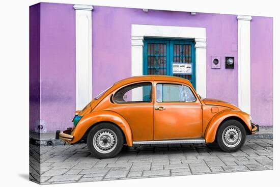 ¡Viva Mexico! Collection - The Orange VW Beetle Car with Thistle Street Wall-Philippe Hugonnard-Stretched Canvas