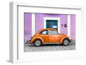 ¡Viva Mexico! Collection - The Orange VW Beetle Car with Thistle Street Wall-Philippe Hugonnard-Framed Photographic Print