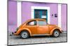 ¡Viva Mexico! Collection - The Orange VW Beetle Car with Thistle Street Wall-Philippe Hugonnard-Mounted Photographic Print