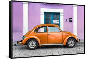 ¡Viva Mexico! Collection - The Orange VW Beetle Car with Thistle Street Wall-Philippe Hugonnard-Framed Stretched Canvas