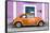 ¡Viva Mexico! Collection - The Orange VW Beetle Car with Thistle Street Wall-Philippe Hugonnard-Framed Stretched Canvas