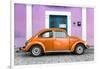 ¡Viva Mexico! Collection - The Orange VW Beetle Car with Thistle Street Wall-Philippe Hugonnard-Framed Photographic Print