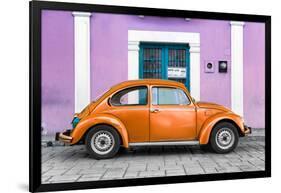 ¡Viva Mexico! Collection - The Orange VW Beetle Car with Thistle Street Wall-Philippe Hugonnard-Framed Photographic Print