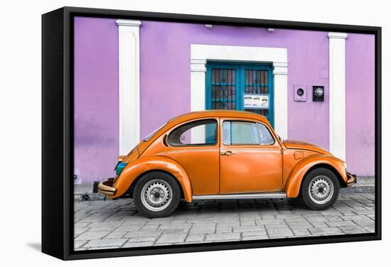 ¡Viva Mexico! Collection - The Orange VW Beetle Car with Thistle Street Wall-Philippe Hugonnard-Framed Stretched Canvas