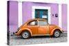 ¡Viva Mexico! Collection - The Orange VW Beetle Car with Thistle Street Wall-Philippe Hugonnard-Stretched Canvas