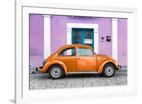 ¡Viva Mexico! Collection - The Orange VW Beetle Car with Thistle Street Wall-Philippe Hugonnard-Framed Photographic Print