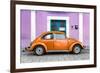 ¡Viva Mexico! Collection - The Orange VW Beetle Car with Thistle Street Wall-Philippe Hugonnard-Framed Photographic Print