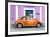 ¡Viva Mexico! Collection - The Orange VW Beetle Car with Thistle Street Wall-Philippe Hugonnard-Framed Photographic Print