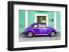 ¡Viva Mexico! Collection - The Purple VW Beetle Car with Coral Green Street Wall-Philippe Hugonnard-Framed Photographic Print