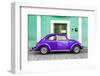 ¡Viva Mexico! Collection - The Purple VW Beetle Car with Coral Green Street Wall-Philippe Hugonnard-Framed Photographic Print