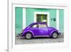 ¡Viva Mexico! Collection - The Purple VW Beetle Car with Coral Green Street Wall-Philippe Hugonnard-Framed Photographic Print