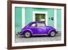 ¡Viva Mexico! Collection - The Purple VW Beetle Car with Coral Green Street Wall-Philippe Hugonnard-Framed Photographic Print