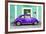 ¡Viva Mexico! Collection - The Purple VW Beetle Car with Coral Green Street Wall-Philippe Hugonnard-Framed Photographic Print