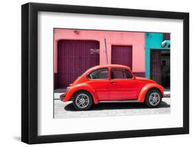 ¡Viva Mexico! Collection - The Red Beetle Car-Philippe Hugonnard-Framed Photographic Print