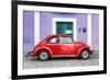 ¡Viva Mexico! Collection - The Red VW Beetle Car with Purple Street Wall-Philippe Hugonnard-Framed Photographic Print