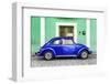 ¡Viva Mexico! Collection - The Royal Blue VW Beetle Car with Green Street Wall-Philippe Hugonnard-Framed Photographic Print