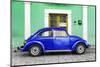 ¡Viva Mexico! Collection - The Royal Blue VW Beetle Car with Green Street Wall-Philippe Hugonnard-Mounted Photographic Print