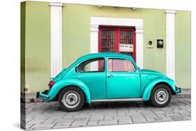 ¡Viva Mexico! Collection - The Teal VW Beetle Car with Lime Green Street Wall-Philippe Hugonnard-Stretched Canvas