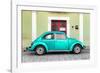 ¡Viva Mexico! Collection - The Teal VW Beetle Car with Lime Green Street Wall-Philippe Hugonnard-Framed Photographic Print