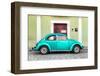 ¡Viva Mexico! Collection - The Teal VW Beetle Car with Lime Green Street Wall-Philippe Hugonnard-Framed Photographic Print