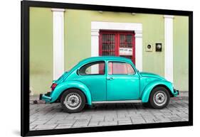 ¡Viva Mexico! Collection - The Teal VW Beetle Car with Lime Green Street Wall-Philippe Hugonnard-Framed Photographic Print