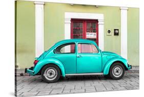 ¡Viva Mexico! Collection - The Teal VW Beetle Car with Lime Green Street Wall-Philippe Hugonnard-Stretched Canvas