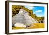 ¡Viva Mexico! Collection - The Temple of the Inscription with Fall Colors - Palenque-Philippe Hugonnard-Framed Photographic Print