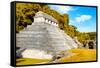 ¡Viva Mexico! Collection - The Temple of the Inscription with Fall Colors - Palenque-Philippe Hugonnard-Framed Stretched Canvas