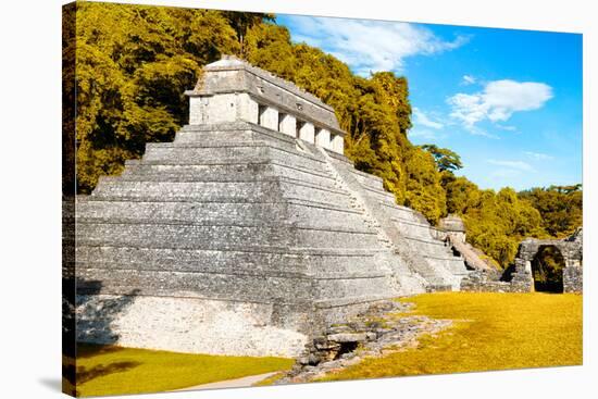 ¡Viva Mexico! Collection - The Temple of the Inscription with Fall Colors - Palenque-Philippe Hugonnard-Stretched Canvas