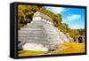 ¡Viva Mexico! Collection - The Temple of the Inscription with Fall Colors - Palenque-Philippe Hugonnard-Framed Stretched Canvas